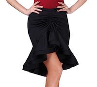 Women Salsa Tango Ballroom Skirt Irregular Bodycon Skirt Drawstring Skirt Latin Dance Flamenco Costume Dancewear Ruffle Swing Skirt BlackDanYu