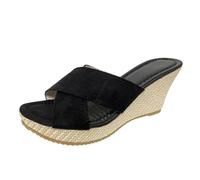 Women Sandals Casual Flip Flops Open Toe Mid Heel Spring Summer Perfect Jeans Relaxed Outfits, black, 9.5 UK