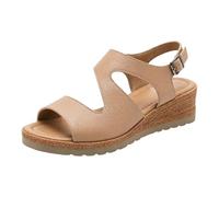 Women Sandals Size 12 Wedge Toe Women's Sandals With Thick Soles Slip Design And Buckled Leather Upper (Khaki, 6)