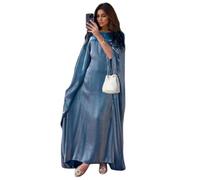 Women Satin Abaya Dress Islam Muslim Summer Batwing Sleeve Maxi Dress Kaftan Robe Ramadan Clothes