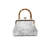 Women Satin Evening Clutch Purse Chinese Style Printed Crossbody Shoulder Bags with Chain Strap Top Handle Bags Kiss Lock for Travel Shopping Work Dating Daily Use