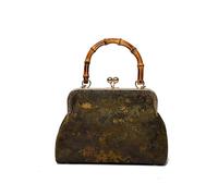 Women Satin Evening Handbag Chinese Style Printed Hobo Clutch Bag with Chain Strap Top Handle Bags Kiss Lock for Travel Shopping Work Dating Daily Use