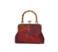 Women Satin Evening Handbag Chinese Style Printed Hobo Clutch Bag with Chain Strap Top Handle Bags Kiss Lock for Travel Shopping Work Dating Daily Use
