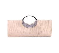 Women Satin Pleated Evening Bag Clutch Purse Handbag Centrifugal Clutch 3/4 Shaft (Silver, One Size)