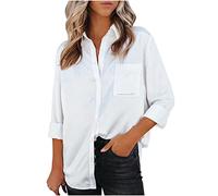 Women Satin Shirt UK Sale,Button Down Long Sleeve Tops Ladies Collared Solid Silk T Shirt Elegant Work Office Business Casual Blouse Blouses & Shirts Ladies UK Size 8-16 White