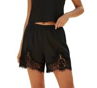Women Satin Silk Lace Trim Mini Shorts Y2k Low Rise Micro Boxer Shorts Coquette Slip Lounge Pajama Bottom
