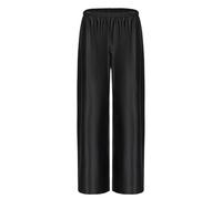 Women Satin Wide Leg Dress Pants Silk Casual Dressy Long Flowy Pants Elastic High Waisted Trousers, Black, Large