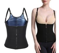 Women Sauna Vest for Weight Loss Hot Neoprene Corset Waist Trainer Body Tank Top Sweat Shapewear Body Shaper Slimming Zipper Sauna Tank Top Workout Shirt (S/M)
