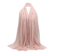 Women Scarf Cotton Linen - Solid Color, Wrinkled, Four-Sided Frilly Cotton-Linen Scarf/Sunscreen Shawl/Air-Conditioning Shawl, A Suitable Gift for Someone with Sore Shoulders from Wind Pink