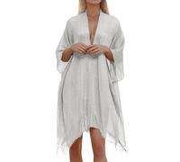 Women Scarves Wraps Shawl Scarf Tassel Women with Cuffs Filigree Fringe Cape Solid Color Transparent Thin Scarve Womens Sweater Wraps and Shawls (Silver, One Size)