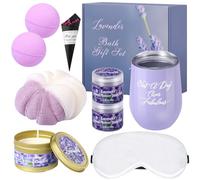 Women Scented Spa Gifts, Includes Aromatherapy/Bath Bomb/Thermal Cup/Eye mask, Lavender Theme Relaxing Bath Gift, for Mothers, Wife, Sisters, Colleagues, Friends