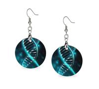 Women Science Gene Strand Wooden Earrings Lightweight Dangle Earrings Geometric Drop Earring Vintage Round Retro Daily Wear Jewelry Gift for Wedding Party Graduation