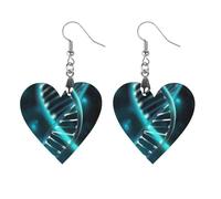 Women Science Gene Strand Wooden Earrings Lightweight Dangle Earrings Geometric Drop Earring Vintage Heart-Shaped Retro Daily Wear Jewelry Gift for Wedding Party Graduation