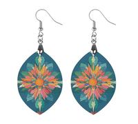 Women Scottish Thistle Wooden Earrings Lightweight Dangle Earrings Geometric Drop Earring Vintage Apricot Retro Daily Wear Jewelry Gift for Wedding Party Graduation