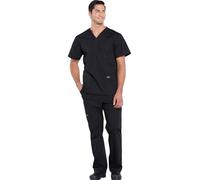 Women Scrubs Set Workwear Professionals WW695T V-Neck Top & WW190T Tapered Leg Fly Front Cargo Pant, Black- XL Tall Top/XL Tall Pant, Black, XL Top / XL Pant