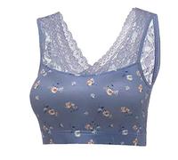 Women Seamless Lace Floral Front/Back Smooth Bra with Removable Soft Padded Push Plus Size Coverage Bra