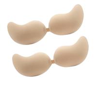 Women Self Adhesive Strapless Bra Reusable Padded Invisible Sticky Push Up Bra for Backless Dress (Beige x 2pairs, B)