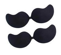 Women Self Adhesive Strapless Bra Reusable Padded Invisible Sticky Push Up Bra for Backless Dress (Black x 2pairs, D)