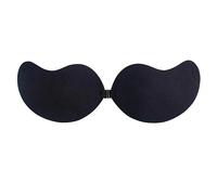 Women Self Adhesive Strapless Bra Reusable Padded Invisible Sticky Push Up Bra for Backless Dress (Black x 1pair, D)
