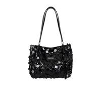 Women Sequin Bucket Bag Large Capacity Shoulder Tote Handbag Ladies Silver Black Shiny Party Evening Commuter Casual Carry All Purpose Storage Accessory