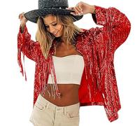 Women Sequin Fringe Jacket Disco Theme Country Dolly Theme Disco Theme Fashionable And Cute Sequins Jacket Country Theme Bridal Trends Jacket