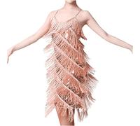 Women Sequin Mini Dress Sparkly Glitter Tassel V Neck Cami Dresses 1920s Flapper Dress Sparkle Party Disco Latin Club Dress Formal Cocktail Clubwear Sexy Going Out Evening Dresses Ladies Dance Dress