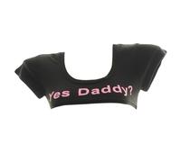 Women Sexy Crop Top Short Sleeve Mini T Shirts Scoop Neck Solid Half Shirt Blouse Yes Daddy Print Outfit Lingerie Tees Club Vest Tops Clubwear for Party Valentine Date Rave Cosplay (Style B-Black)