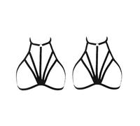 Women Sexy Harness Strappy, 2 PCS Adjustable Halter Belt Crop Top Bralet Cupless Cage Bra Plus Size Breast Harness for Ladies Festival Club Party Wear
