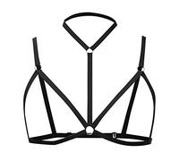 Women Sexy Harness Strappy,Women Strappy Bra Adjustable Halter Belt Crop Top Bralette Cupless Cage Bra Plus Size Breast Harness Bra for Ladies Festival Club Party Soft