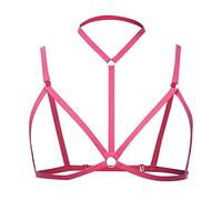 Women Sexy Harness Strappy,Women Strappy Bra Adjustable Halter Belt Crop Top Bralette Cupless Cage Bra Plus Size Breast Harness Bra for Ladies Festival Club Party Soft