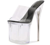 Women Sexy High Heels, 20CM/7.87IN Stiletto Waterproof Platform Sandals Wedding Party High Heels Shoes Pole Dancer Stripper Beach Shoes,Black,4 UK