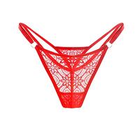 Women Sexy Lace Briefs Hollow Out Panties Crochet Lace Up Panty Thongs G String Lingerie Underwear Knickers for Women Full Brief Temptation Womens G-Strings Thongs Lingerie for Women Red