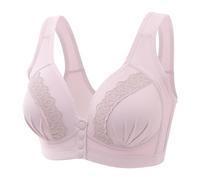 Women Sexy Lace Front Button Mastectomy Bra Pocket Bra Large Size Wirekess Comfort Bra with Adjustable Straps High Chest Support for Women Bigger Bust