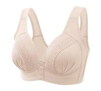 Women Sexy Lace Front Button Mastectomy Bra Pocket Bra Large Size Wirekess Comfort Bra with Adjustable Straps High Chest Support for Women Bigger Bust