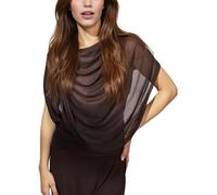 Women Sexy Lace Top See Through Mesh Crop Top Y2K Draped Ruffle Chiffon Shirt Going Out Tee Blouse (Dark Brown, XL)