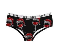Women Sexy Lace Underwear Set Santa Printed Chemise Sleepwear Underwear Christmas Lace Low Waist Nightwear Cartoon Printed Knicker for Women (Black, XXL)
