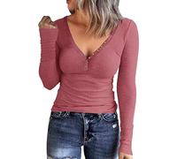 Women Sexy Plunge Deep V Neck Ribbed Knit Tops Y2K Long Sleeve Top Fitted Casual Solid Tailored Shirts Basic Tops Slim Fit Tight Tops Fashion Womens Tunic Tops Stretch Going Out Tops