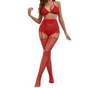 Women Sexy Rhinestone Fishnet Diamonds Bodycon Suit Full Body Stocking Bodystocking Crystal Lingerie Sexy Valentines Day Lingerie Red