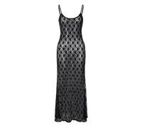 Women Sexy See-Through Bodycon Dress Floral Lace Spaghetti Strap Dress Wedding Honeymoon Tight Dress Raves Night Club Outfits Clubwear Beach Bikini Cover Ups Long Dress