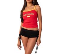 Women Sexy Summer Spaghetti Straps National Flag Tank Tops Sleeveless Slim Bodycon Cropped Tops Camis Flags Graphic Pattern Low Cut Aesthetic Strappy Vest Camisoles (España, M)