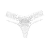 Women Sexy Underwear Sexy Lace Knickers Lingerie Thong Cut Out Ring Linked Sheer Panty G String Thongs White