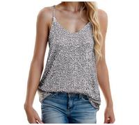 Women Sexy V Neck Sparkle Shimmer Tank Vests Sequins Tops Sequin Top Women's Glitter Tank Top Shimmering Top Glitter Top Party Tunic Glitter Blouse Deep V-Neck Sleeveless Blouse