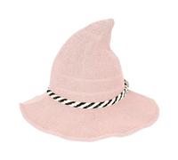 Women Sharp Pointed Spring Fall Cotton Yarn Cap Halloween Party Cosplay Costume Witch Hat, Pink B, One Size