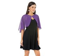 Women Shawls and Wraps for Evening Dress Chiffon Shawl Cape Wedding Guest Bridesmaid Capelets Scarves, Chiffon Purple, One Size
