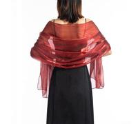 Women Sheer Organza Shawl Wrap Elegant Solid Color Evening Stole for Weddings Party Dinner Dance Bridesmaid Lightweight Summer Scarf(Wine red)