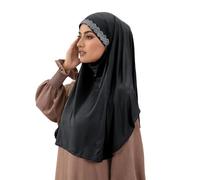 Women Shining Rhinestone Muslim Hijab Headscarf Soft Lightweight Head Wrap Jersey Scarf Instant Turbans Beanie Ramadan Eid Arabian Islamic Full Cover Pull On One Piece Long Hijab Headwear