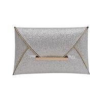 Women Shiny Clutch Solid Color Sequins Evening Purse Elegant Bling Clutch Envelope Wristlet Bag Ladies Wedding Bag For Party, Wedding(Silver)