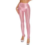 Women Shiny Glossy Tights, High Waist Tummy Control Yoga Pants with Oil Glossy Finish, Seamless Stirrup Leggings for Gym Workout Fitness, Stretchy Skinny Compression Leggings for 70s 80s Disco Party