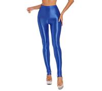 Women Shiny Glossy Tights, High Waist Tummy Control Yoga Pants with Oil Glossy Finish, Seamless Stirrup Leggings for Gym Workout Fitness, Stretchy Skinny Compression Leggings for 70s 80s Disco Party