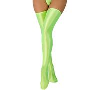 Women Shiny Pantyhose Metallic Shimmery Stretch Glossy Thigh High Stockings Over Knee Party Green